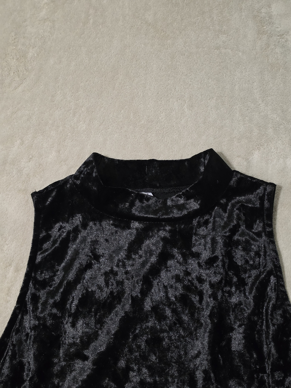 Mudd Classic Retro Style Black Crushed Velvet Asymmetrical Dress Size:L - Picture 5 of 8